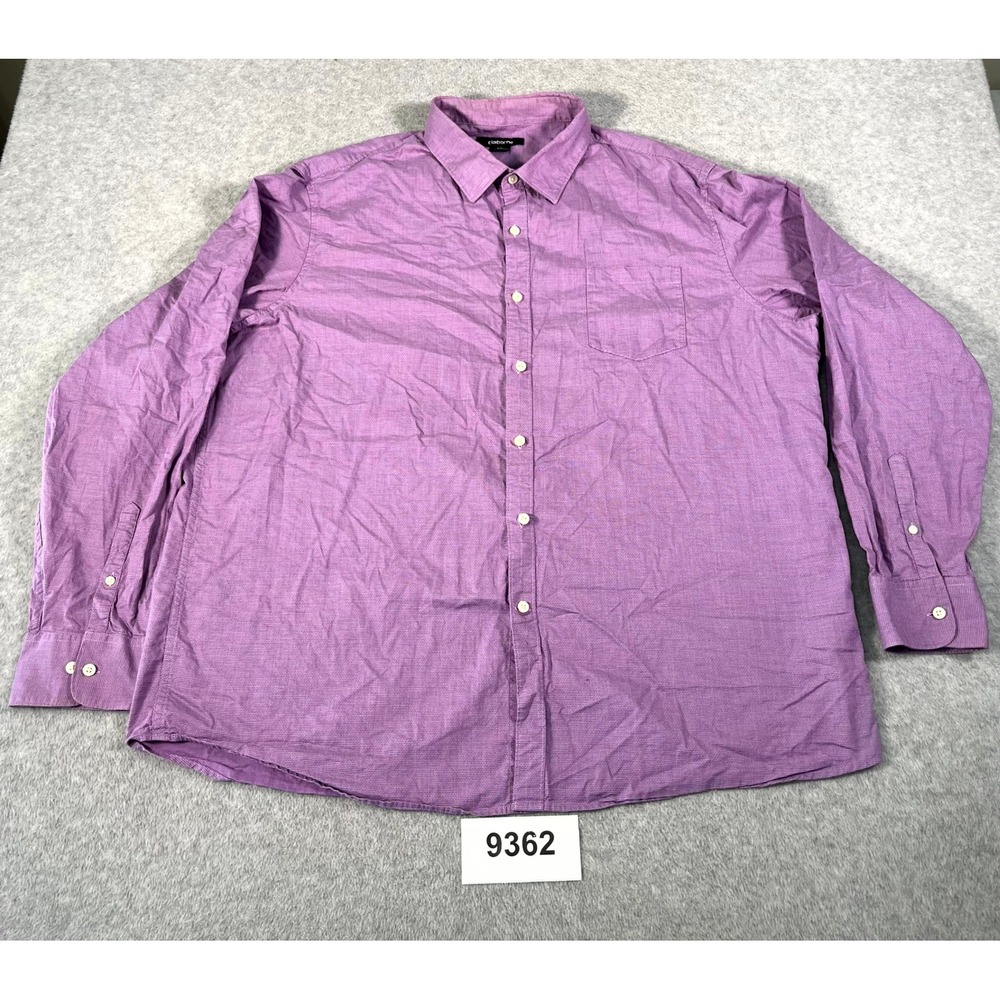 Claiborne Shirt Mens 2XL Purple Cotton Long Sleeve Collared Button Up‎ Casual